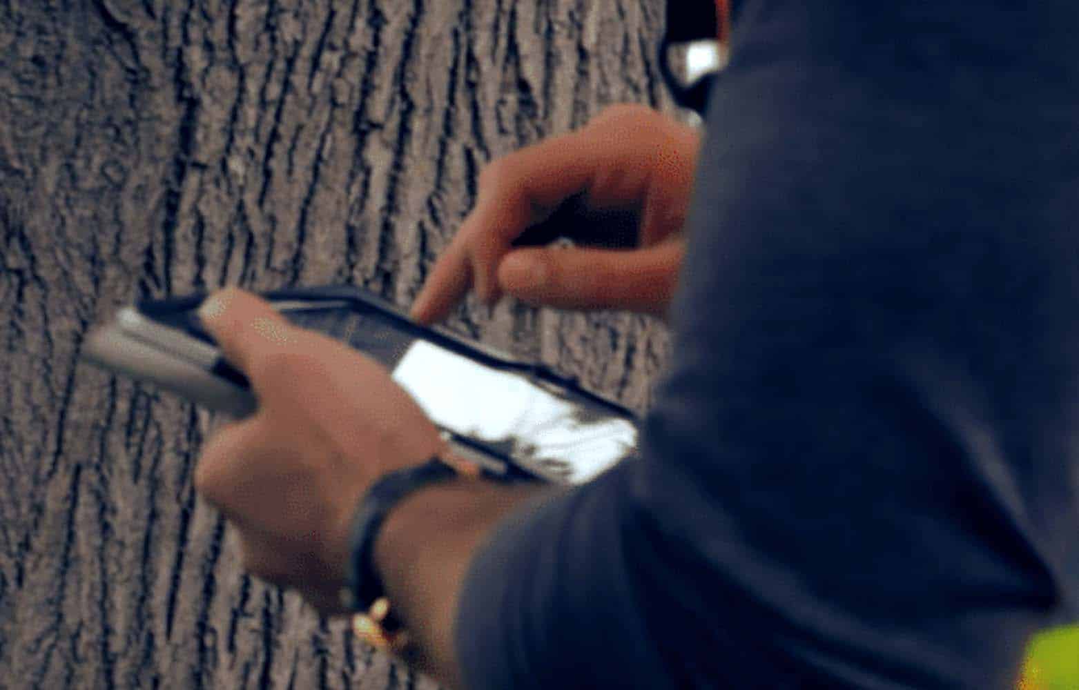 Arborist using TreePlotter software on a tablet