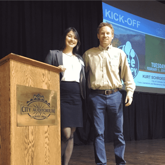 Ian Hanou and Maegan Blansett presenting to the Colorado Springs community