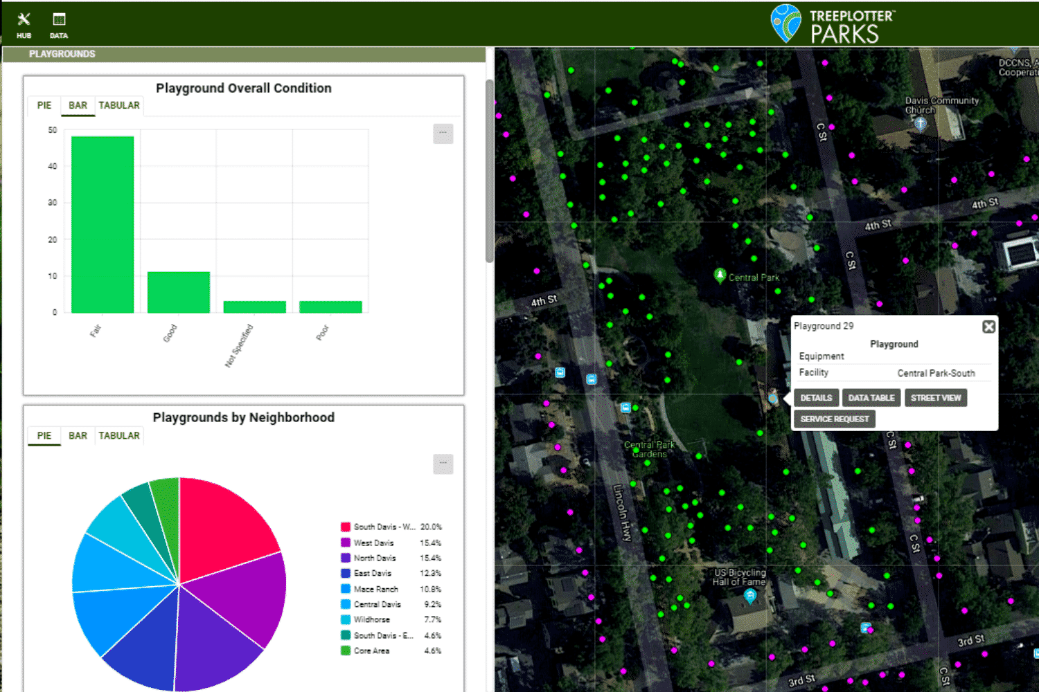 Use industry leading software TreePlotter™ PARKS for Managing Urban PARKS
