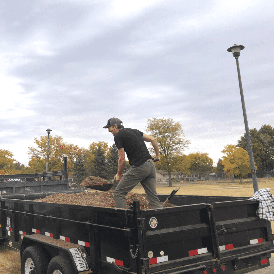 Alec Sabatini unloading soil to plant trees at Homestead park in Arvada with PlanIT Geo and Arbor Day Foundation