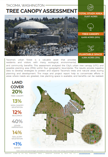 PlanIT Geo completed an urban tree canopy assessment in Tacoma Washington