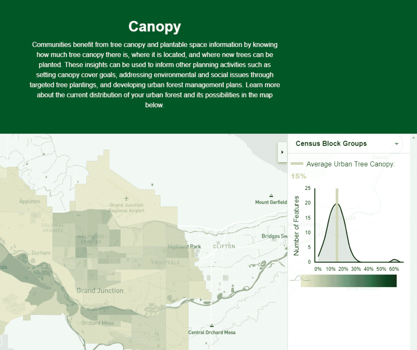 Community Engagement Map in TreePlotter offers canopy layer view