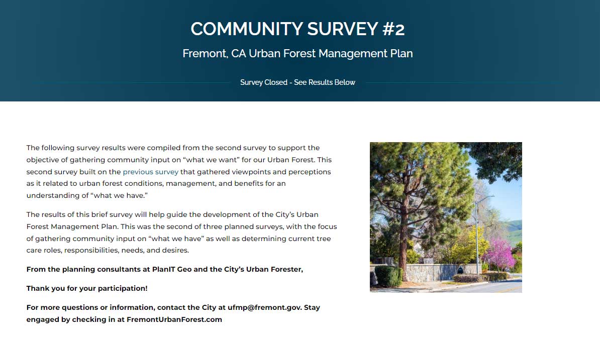 Fremont California Urban Forestry Survey