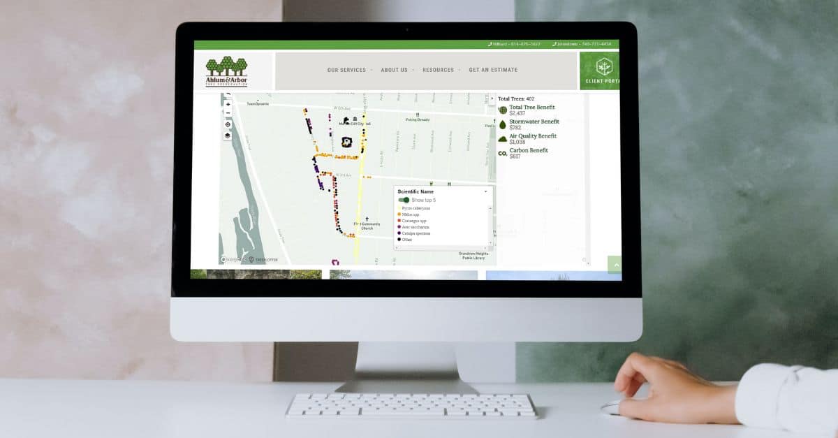 Ahlum and Arbor embedded a TreePlotter Community Engagement Map on their website