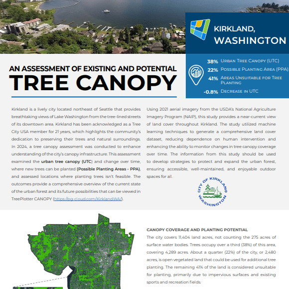 Kirkland, WA, Urban Tree Canopy Assessment | PlanIT Geo™